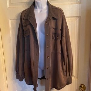 POL Women's Brown Shirt Jacket